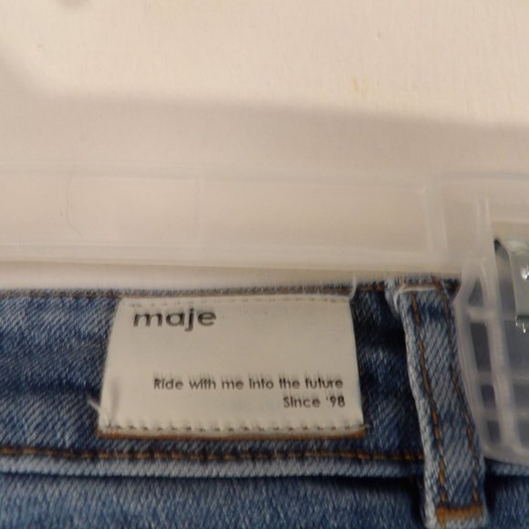 Maje High Rise Cropped Straight Leg Jeans Sz 42 EU Or 16 USA - Picture 3 of 7